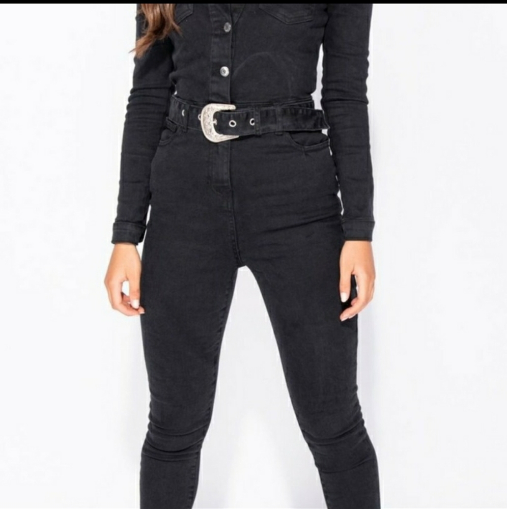 Black Denim Jumpsuit - Picture 4 of 12